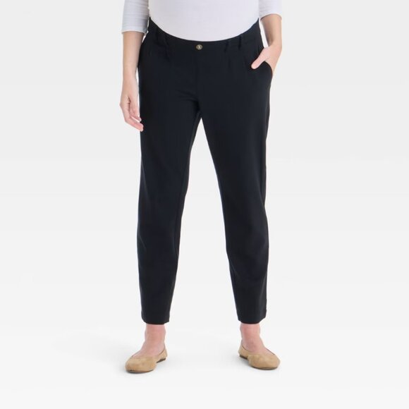 Isabel Maternity by Ingrid & Isabel XXL Black Tapered Ponte Maternity Trousers - Picture 1 of 13